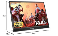 15.6 Inch 144Hz Portable Monitor, 1080P FHD Portable Gaming Monitor with HDR, External Second Screen for Laptop, PC, PS5, Xbox, Switch, Built-in Speaker and Stand
