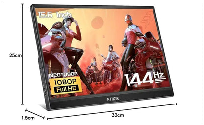 15.6 Inch 144Hz Portable Monitor, 1080P FHD Portable Gaming Monitor with HDR, External Second Screen for Laptop, PC, PS5, Xbox, Switch, Built-in Speaker and Stand