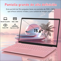 15.6 Inch Full HD Laptop, 32GB DDR4 RAM 1TB SSD, N95 Up to 3.4GHz with Fingerprint Unlock Notebook, Cooling Fan, Webcam, Dual Speakers, Mini HDMI, Student/Business Laptop - Pink