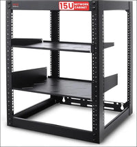 15U Server Rack Network Cabinet - Open Frame Rack Wall Mountable Heavy Duty Designs for Servers & AV Gear | Compatible