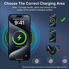 15W Inductive Charging Station Wireless Charger, Wireless Mobile Phone Charger Fast Charging Pad for Google Pixel 8/8 Pro/7/7a/6/5XL, Samsung Galaxy S24/S24 Ultra/S23+/S22/S21...