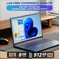 17 Inch Laptop, 8GB RAM 512GB SSD Laptop with Celeron Quad Core N5095 (up to 2.9GHz), German Keyboard, IPS FHD Display, Webcam, Dual WiFi, Bluetooth 4.2, HDMI, USB 3.0, Type-C