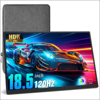 18.5 Inch Portable Computer Monitor+ Sleeve 1080P 120Hz 100% sRGB USB-C HDMI Large Portable Monitor for Laptop MacBook Xbox PS4/5 Switch, Travel Monitor with Kickstand VESA...