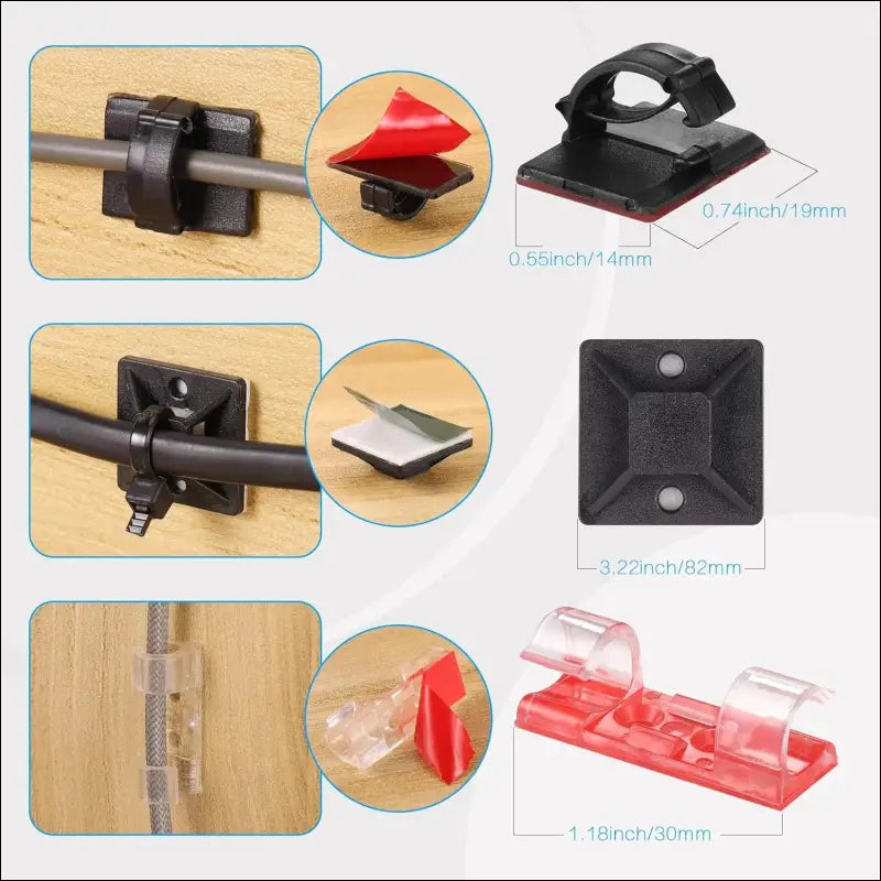 188Pcs Cable Management Kit, 4 Cable Sleeve Split with 52 Self Adhesive Cable Clips Holder, 10 Cable Ties, 20 Wall Cable Ties, 2 Roll and 100 Quick Cable Ties for Home Office...