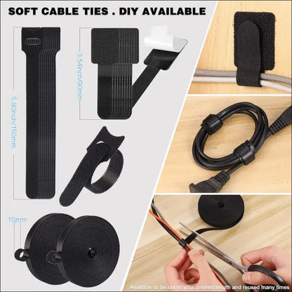 188Pcs Cable Management Kit, 4 Cable Sleeve Split with 52 Self Adhesive Cable Clips Holder, 10 Cable Ties, 20 Wall Cable Ties, 2 Roll and 100 Quick Cable Ties for Home Office...