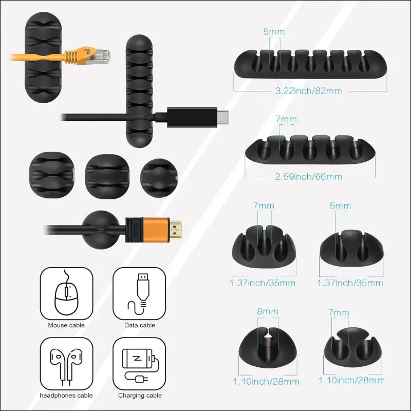 188Pcs Cable Management Kit, 4 Cable Sleeve Split with 52 Self Adhesive Cable Clips Holder, 10 Cable Ties, 20 Wall Cable Ties, 2 Roll and 100 Quick Cable Ties for Home Office...