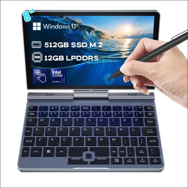 2-in-1 Mini Laptop | 8-Inch Touchscreen Portable Small Pocket Computer | Intel 12th Gen N100 Processor | 12GB DDR5 RAM 1TB SSD | PD 30W Charging | WiFi6 BT5.2 |Backlit Keyboard...