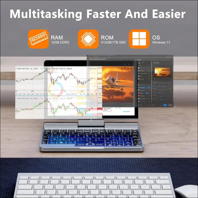 2-in-1 Mini Laptop | 8-Inch Touchscreen Portable Small Pocket Computer | Intel 12th Gen N100 Processor | 12GB DDR5 RAM 1TB SSD | PD 30W Charging | WiFi6 BT5.2 |Backlit Keyboard...