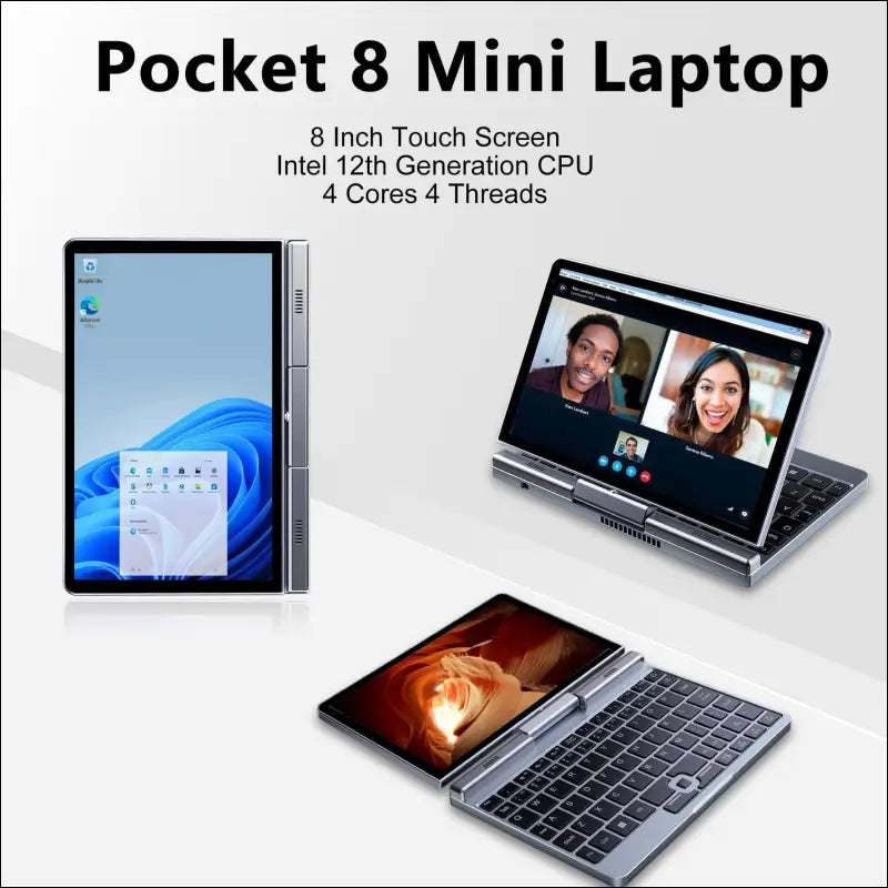 2-in-1 Mini Laptop | 8-Inch Touchscreen Portable Small Pocket Computer | Intel 12th Gen N100 Processor | 12GB DDR5 RAM 1TB SSD | PD 30W Charging | WiFi6 BT5.2 |Backlit Keyboard...