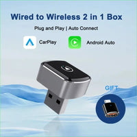 2-in-1 Wireless Carplay Android Auto Adapter Smart Mini Box Plug & Play for Volkswagen Toyota Nissan - simple
