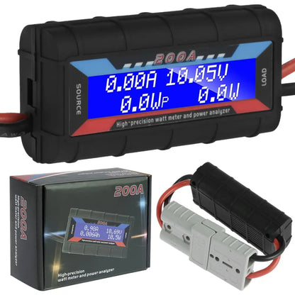 200A DC Digital Monitor Professional DC Battery Monitor Meter Precise LCD Volt Amp Watt Power Analyzer 0-200A 0-60V Solar Power Monitor Tester for Power Monitoring