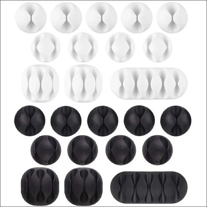 24 Pack Black-White Cable Tidy Clips, U-horizon Long Lasting Cable Drop Organizer, Cord Management System, Durable Desktop Wire Holder, Hider for Computer or Mouse Cord, Home...