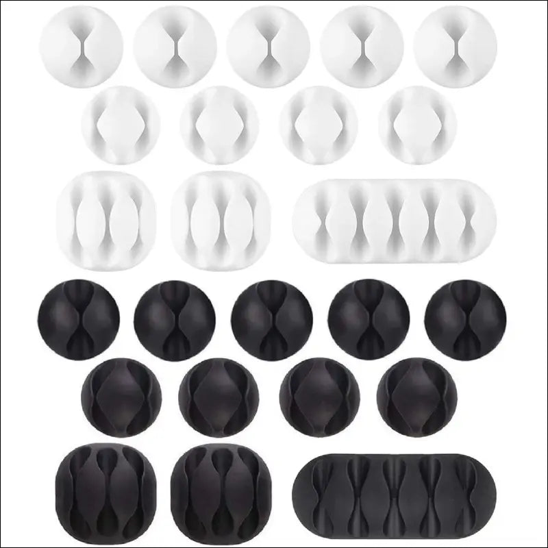 24 Pack Black-White Cable Tidy Clips, U-horizon Long Lasting Cable Drop Organizer, Cord Management System, Durable Desktop Wire Holder, Hider for Computer or Mouse Cord, Home...
