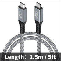 240W USB 4 Cable for Thunderbolt 4/3, 40Gbps USB C to USB C Cable Support 8K@60Hz Video, USB Type C Male to Male Nylon Braided Cable Compatible with Macbook, Ipad Pro, Docking, Hub (1.5M)