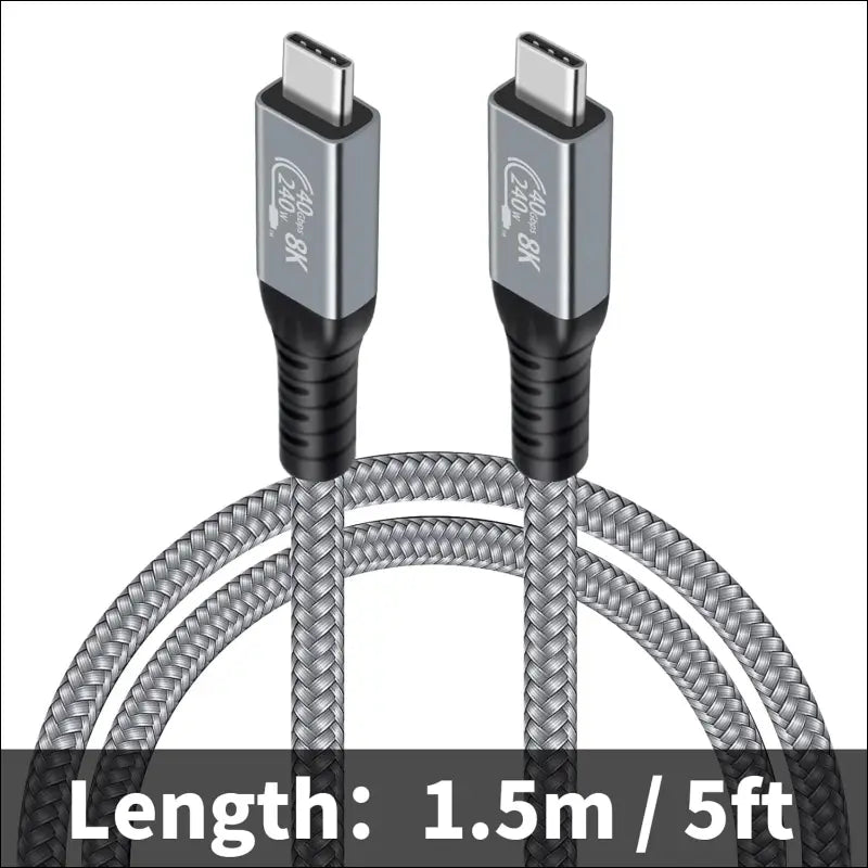 240W USB 4 Cable for Thunderbolt 4/3, 40Gbps USB C to USB C Cable Support 8K@60Hz Video, USB Type C Male to Male Nylon Braided Cable Compatible with Macbook, Ipad Pro, Docking, Hub (1.5M)