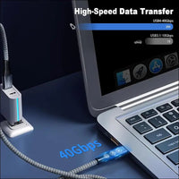 240W USB 4 Cable for Thunderbolt 4/3, 40Gbps USB C to USB C Cable Support 8K@60Hz Video, USB Type C Male to Male Nylon Braided Cable Compatible with Macbook, Ipad Pro, Docking, Hub (1.5M)