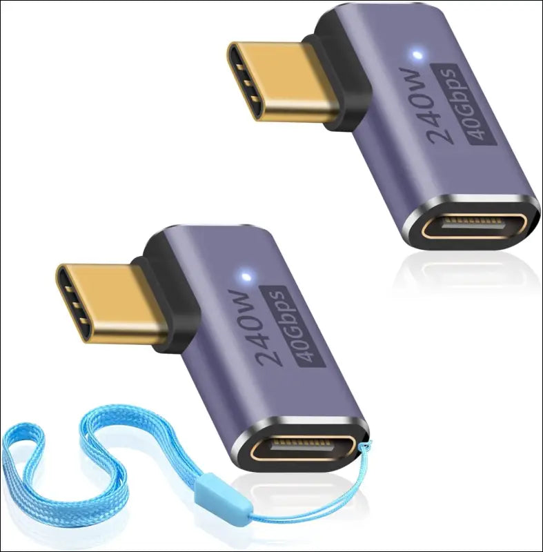 240W USB C Right Angle Adapter, USB C Male Female, Type C 40Gbps Extender Supports 8K@60Hz, Compatible for Thunderbolt 3/4, Switch, Macbook, Laptop and More Type C Devices(2 Pack)
