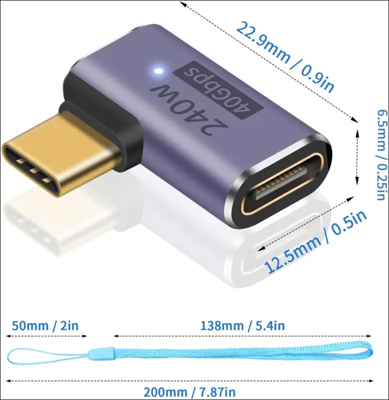 240W USB C Right Angle Adapter, USB C Male Female, Type C 40Gbps Extender Supports 8K@60Hz, Compatible for Thunderbolt 3/4, Switch, Macbook, Laptop and More Type C Devices(2 Pack)