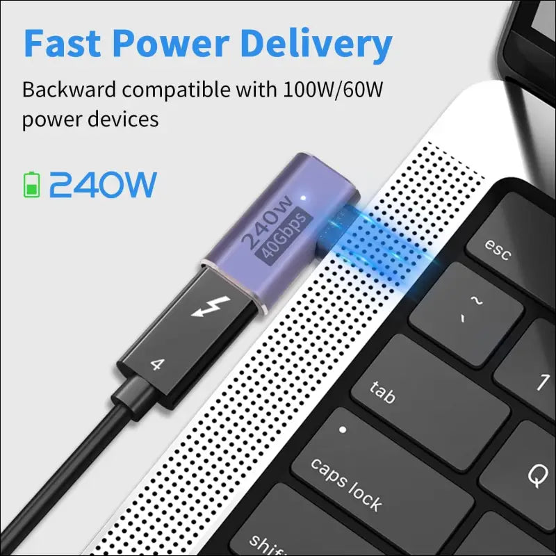 240W USB C Right Angle Adapter, USB C Male Female, Type C 40Gbps Extender Supports 8K@60Hz, Compatible for Thunderbolt 3/4, Switch, Macbook, Laptop and More Type C Devices(2 Pack)