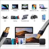 2Pack Male to Male 0.4Ft USB C Flex Adapter, Compatible with Thunderbolt 4/3, USB4/3, Support 240W Fast Charging, 8K Display, 40Gbps Data Transfer。
