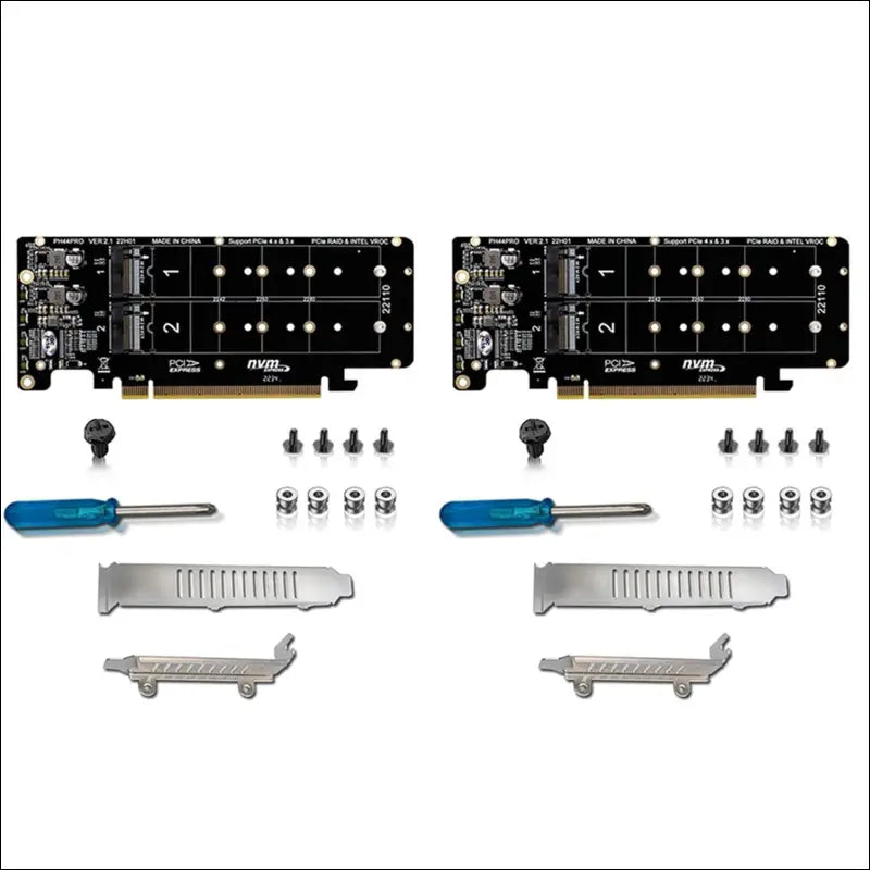 2X PCIE X16 to M.2 M-Key NVMEx4 SSD 2U Server Riser Card Double-Sided 4-Disk NVME PCI-EX16 Split Card - simple