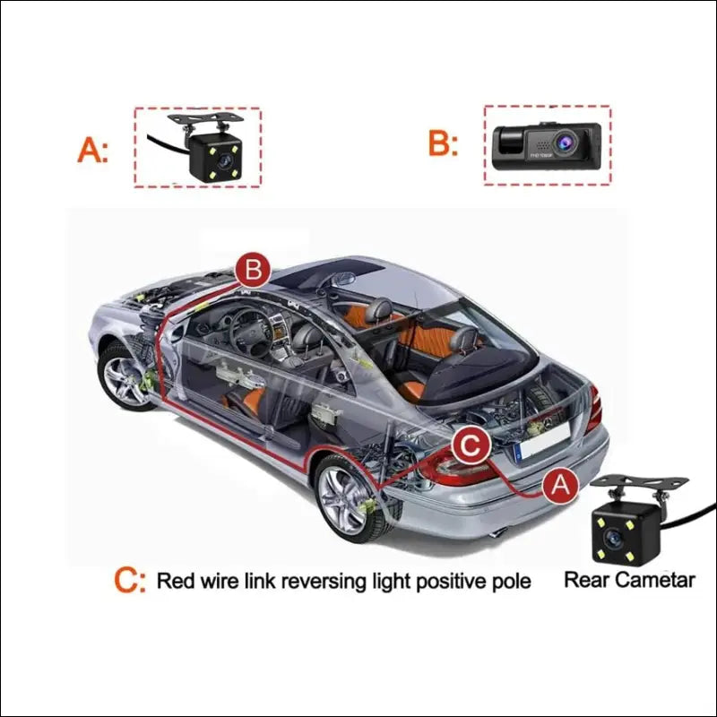 3 Channel Dash Cam Front and Rear Indoor, 1080P HD Dash Cam for Cars, 170° Wide Angle, Triple Dash Cam with IR Night Vision, 24 Hour Parking, Loop, G-Sensor
