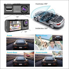 3 Channel Dash Cam Front and Rear Indoor, 1080P HD Dash Cam for Cars, 170° Wide Angle, Triple Dash Cam with IR Night Vision, 24 Hour Parking, Loop, G-Sensor