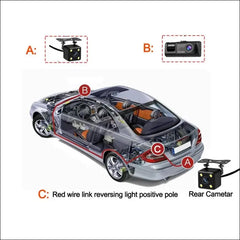 3 Channel Dash Cam Front and Rear Indoor, 1080P HD Dash Cam for Cars, 170° Wide Angle, Triple Dash Cam with IR Night Vision, 24 Hour Parking, Loop, G-Sensor