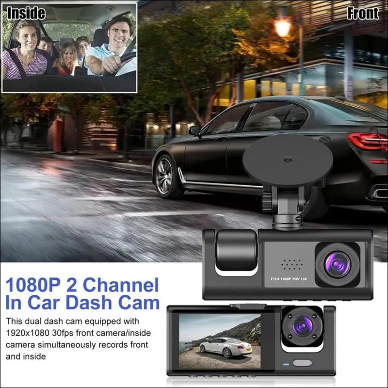 3 Channel Dash Cam Front and Rear Indoor, 1080P HD Dash Cam for Cars, 170° Wide Angle, Triple Dash Cam with IR Night Vision, 24 Hour Parking, Loop, G-Sensor