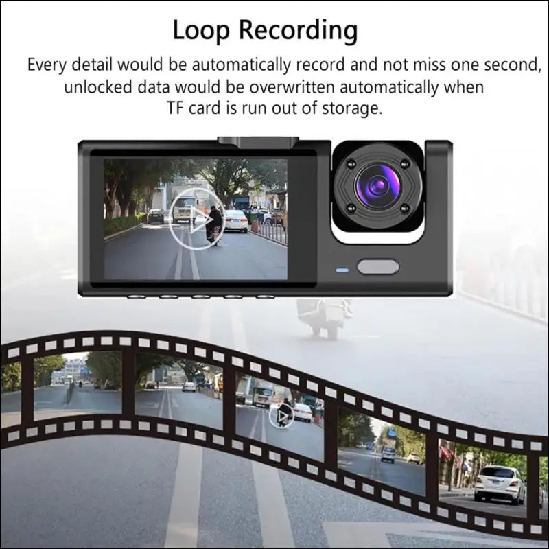 3 Channel Dash Cam Front and Rear Indoor, 1080P HD Dash Cam for Cars, 170° Wide Angle, Triple Dash Cam with IR Night Vision, 24 Hour Parking, Loop, G-Sensor