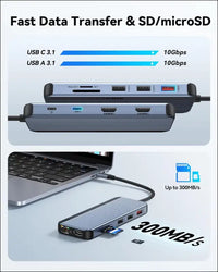 3 HDMI Docking Station Triple Monitor, USB C Dock 3 Monitor, 12-in-1 Laptop Docking Station Dual Monitor to 3 HDMI,10Gbps Type-C,USB 3.1,USB 2.0,100W PD,Ethernet,Audio,SD,TF Slots for Dell HP Lenovo
