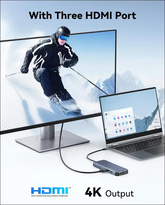 3 HDMI Docking Station Triple Monitor, USB C Dock 3 Monitor, 12-in-1 Laptop Docking Station Dual Monitor to 3 HDMI,10Gbps Type-C,USB 3.1,USB 2.0,100W PD,Ethernet,Audio,SD,TF Slots for Dell HP Lenovo