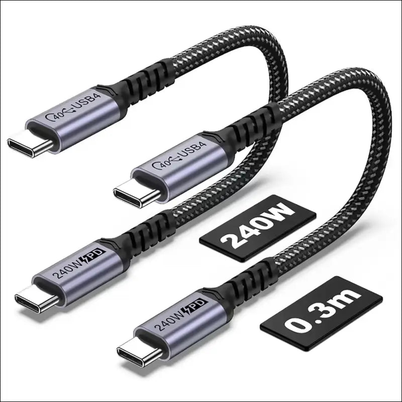 30Cm USB 4 Cable 2 Packs,  240W USB C to USB C Cable, 40Gbps High Speed Data Transfer and Single 8K or Dual 4K Display Video Output Compatible with Thunderbolt 4