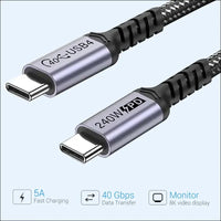 30Cm USB 4 Cable 2 Packs,  240W USB C to USB C Cable, 40Gbps High Speed Data Transfer and Single 8K or Dual 4K Display Video Output Compatible with Thunderbolt 4