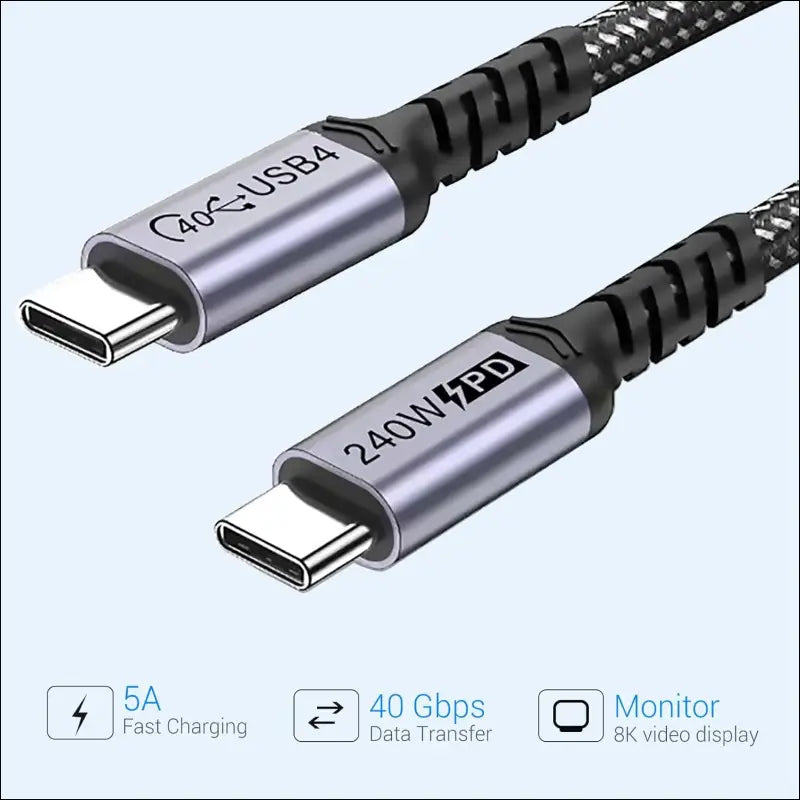 30Cm USB 4 Cable 2 Packs,  240W USB C to USB C Cable, 40Gbps High Speed Data Transfer and Single 8K or Dual 4K Display Video Output Compatible with Thunderbolt 4