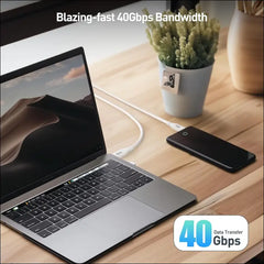 40Gbps Short USB4 Cable - 0.3M, USB C Cable Supports 8K@60Hz, 4K@240Hz Video, 240W Charging, 40Gbps Data, Compatible with Thunderbolt 4, Macbook and More, White