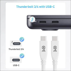 40Gbps Short USB4 Cable - 0.3M, USB C Cable Supports 8K@60Hz, 4K@240Hz Video, 240W Charging, 40Gbps Data, Compatible with Thunderbolt 4, Macbook and More, White