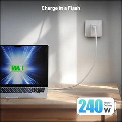 40Gbps Short USB4 Cable - 0.3M, USB C Cable Supports 8K@60Hz, 4K@240Hz Video, 240W Charging, 40Gbps Data, Compatible with Thunderbolt 4, Macbook and More, White