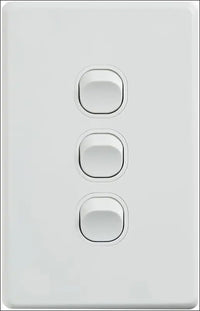 4C | Classic 3 Gang Switch 250V 16AX - Vertical - 10 Pack with 10 Free C-Clips