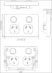 4C | Classic Double Power Point 250V 10A with 16AX Extra Switch | Vertical