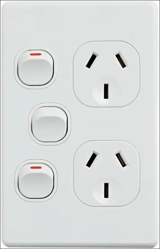 4C | Classic Double Power Point 250V 10A with 16AX Extra Switch | Vertical