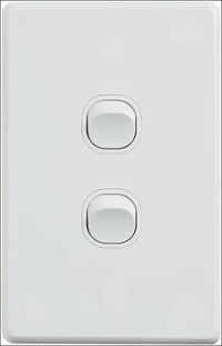 4C Classic Vertical 2 Gang Switch 250V 16AX - Pack of 10 with 10 Complimentary C-Clips