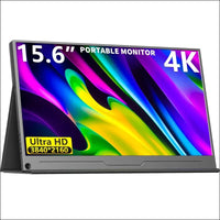 4K Portable Gaming Monitor, 15.6" Laptop Monitor, Dual USB C HDMI Second Computer Screen, VESA Gaming Display with Speakers, Travel Monitor for PS4/5 Xbox Switch MAC PC Phone