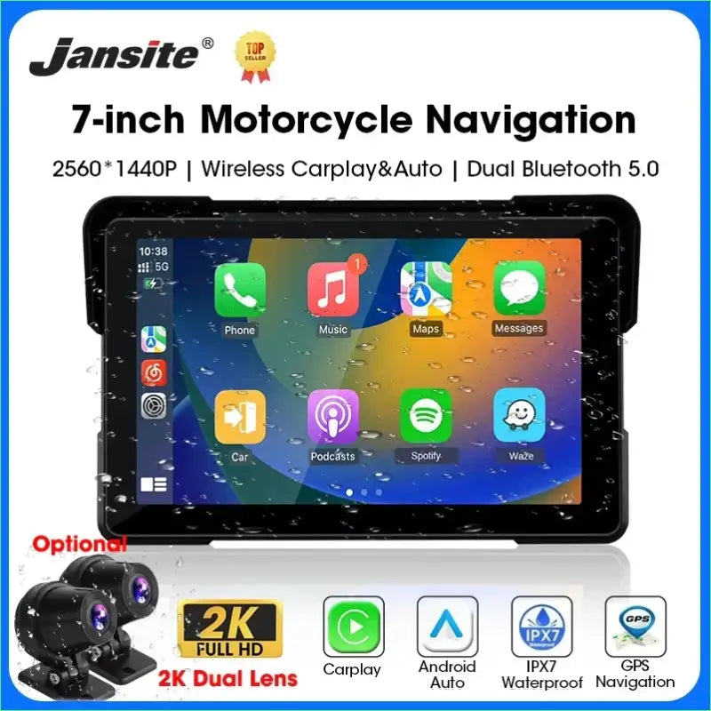5/7 inch Carplay Motorcycle DVR Navigation GPS Wireless CarPlay Android Auto Airplay Display Screen Portable Moto