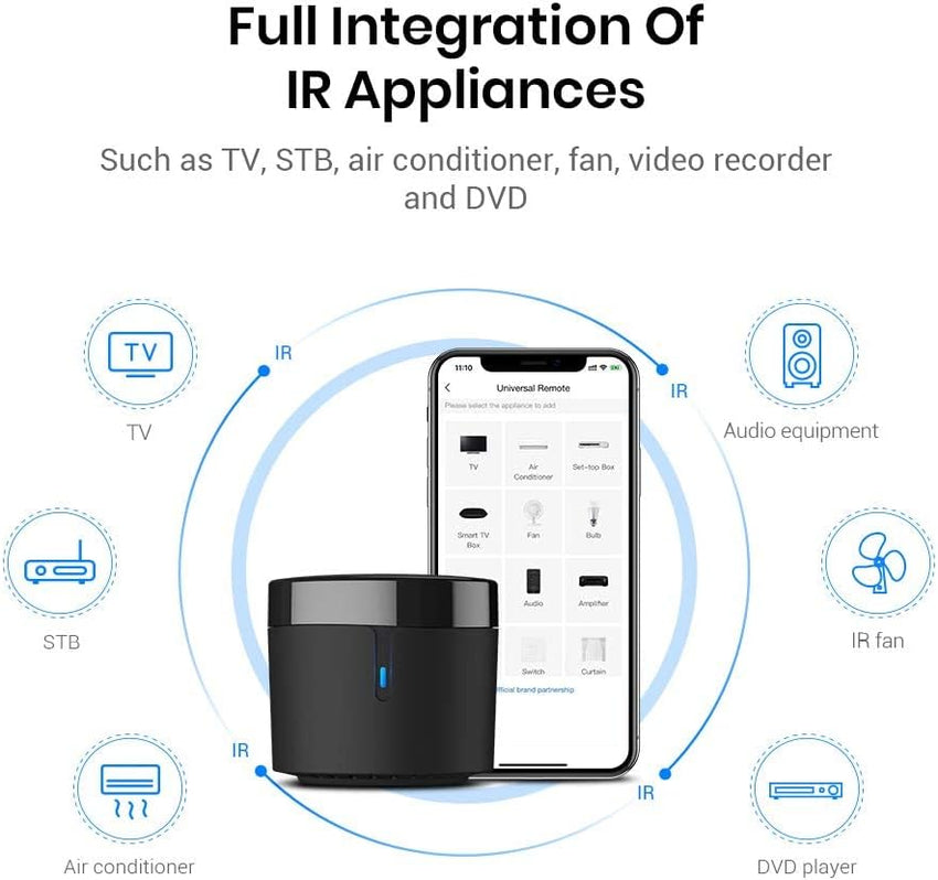 Broadlink RM4 Mini S | Universal Smart IR Remote Hub with Temperature & Humidity Sensor | Works with Alexa & Google Home (Australia Stock)
