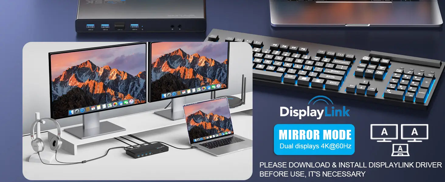 WAVLINK USB C/USB 3.0 Universal Docking Station Single 5K Dual 4K Display 2xHDMI 2xDisplayport 6xUSB3.0 USB-C Gigabit
