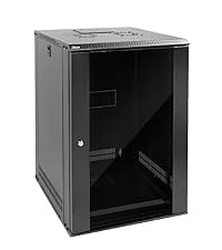 Tecmojo 18U Wall Mount Network Cabinet Data Server Rack Enclosure with Lockable Glass Door and Side Panels 50 kg /110