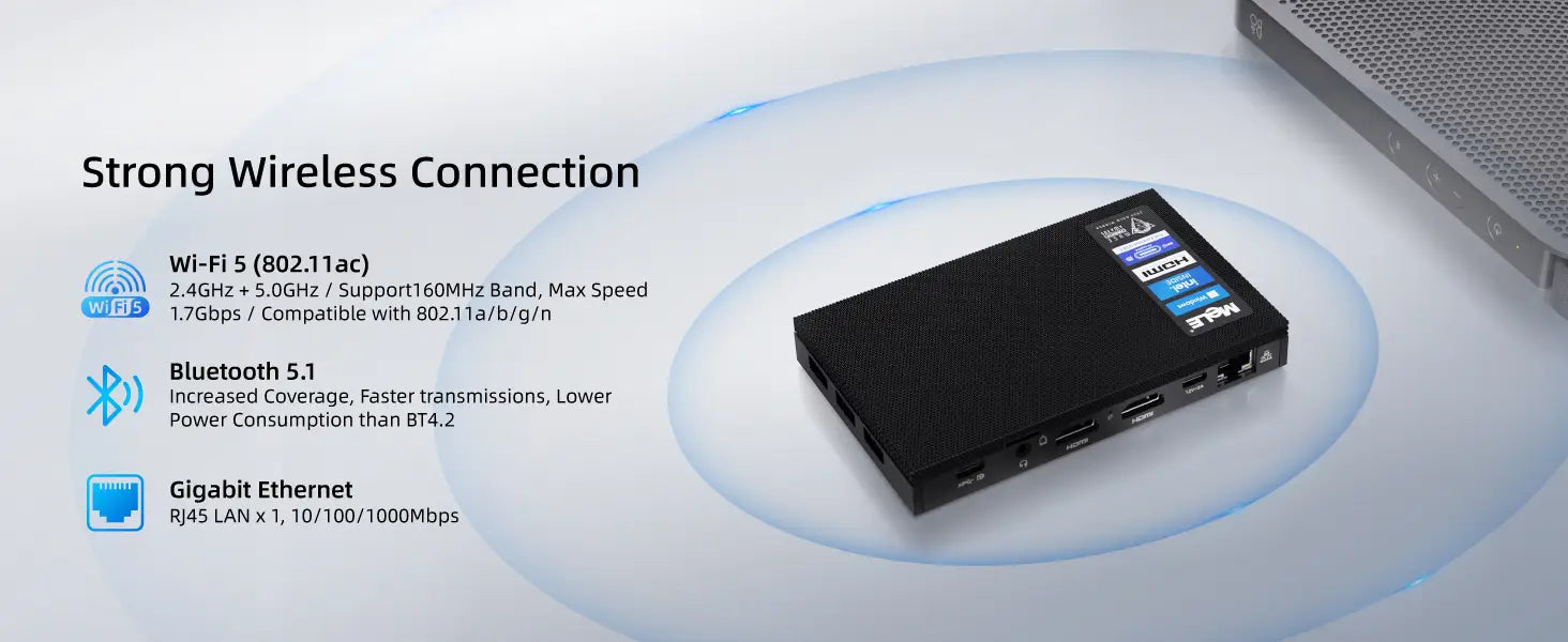 MeLE Mini PC Quieter 4C - 12th Gen N100 Fanless 16GB RAM 512GB ROM 2.4/5G Wi-Fi Full-Functional USB-C 4K Triple Display