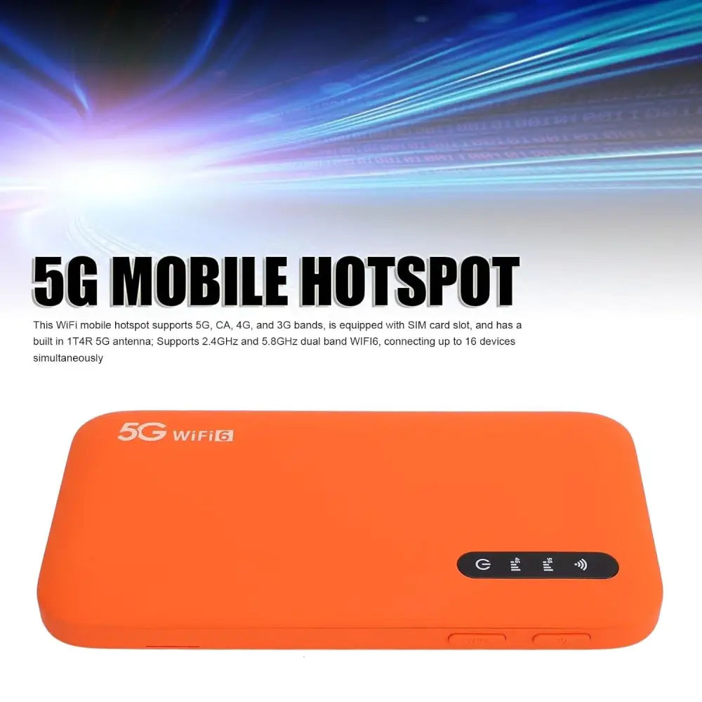 5G Mobile Hotspot with High Speed Travel Dual Band WiFi6 Portable Router for 16 Devices 6100mAh Battery, SIM Support