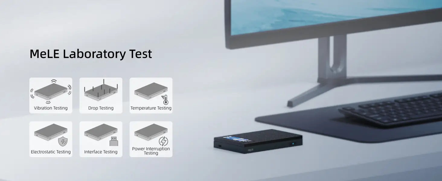 MeLE Mini PC Quieter 4C - 12th Gen N100 Fanless 16GB RAM 512GB ROM 2.4/5G Wi-Fi Full-Functional USB-C 4K Triple Display